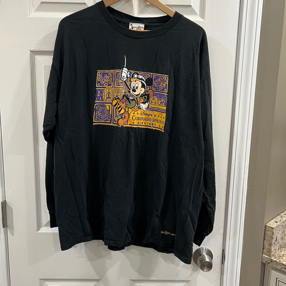Disney Coronado Springs Resort Mickey Mouse Long Sleeve Shirt Black Mens XL